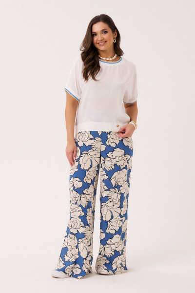 Блуза белая летняя свободная на каждый день из ткани Панда 149640w молочный - фото 1