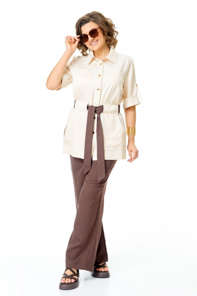 Брюки, жакет VI ORO VR-1265 молоко-шоколад - фото 12