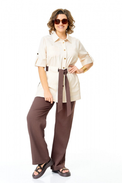 Брюки, жакет VI ORO VR-1265 молоко-шоколад - фото 11