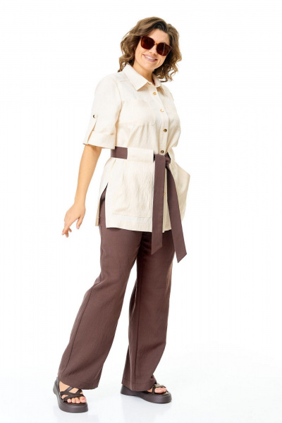 Брюки, жакет VI ORO VR-1265 молоко-шоколад - фото 9