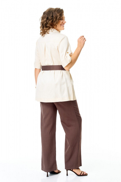 Брюки, жакет VI ORO VR-1265 молоко-шоколад - фото 6