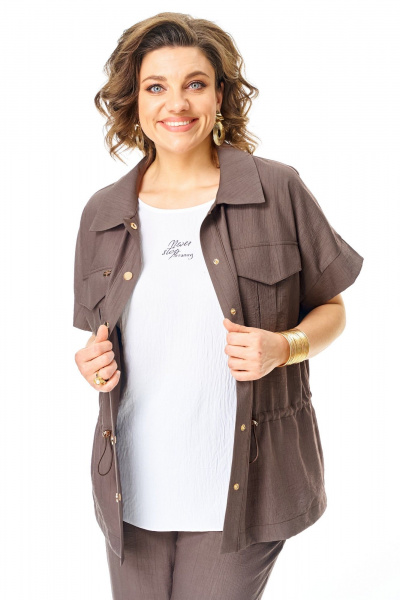 Брюки, жакет, топ VI ORO VR-1181 шоколад - фото 8