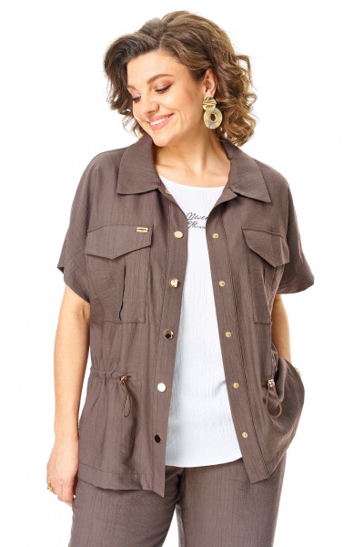 Брюки, жакет, топ VI ORO VR-1181 шоколад - фото 5