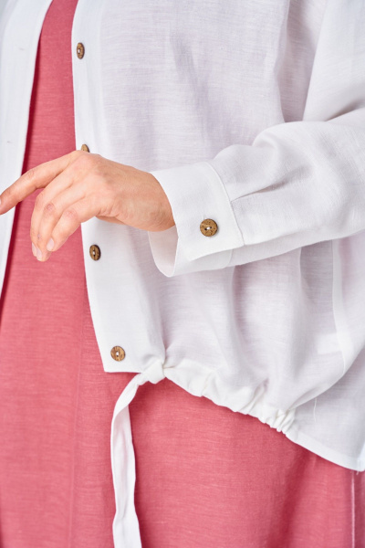 Платье, рубашка Диомант 2036 коралл/белый - фото 13