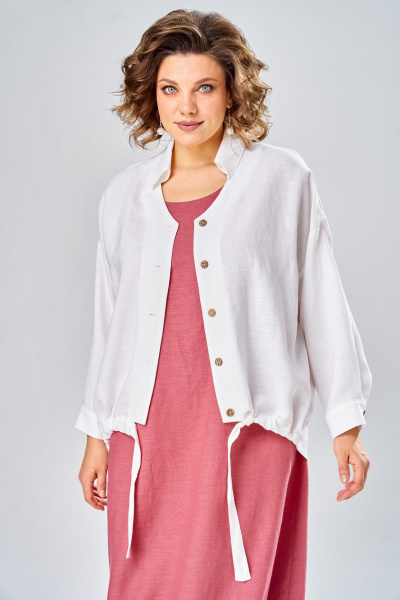 Платье, рубашка Диомант 2036 коралл/белый - фото 11