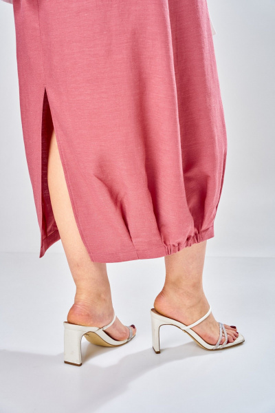 Платье, рубашка Диомант 2036 коралл/белый - фото 3