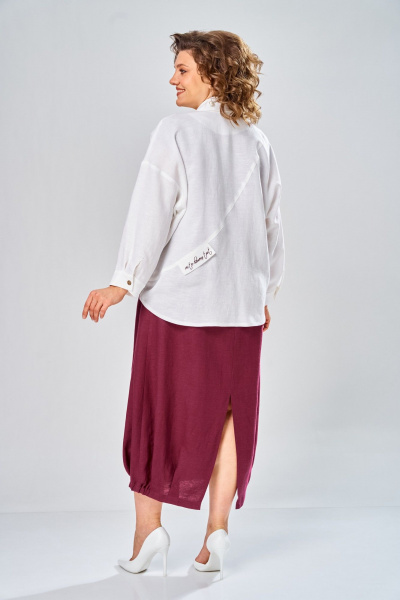 Платье, рубашка Диомант 2036 бордо/белый - фото 8