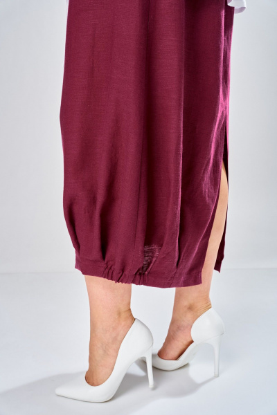 Платье, рубашка Диомант 2036 бордо/белый - фото 4