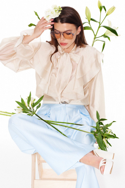 Блуза ELLETTO 3944 сливочный - фото 8