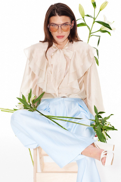 Блуза ELLETTO 3944 сливочный - фото 7