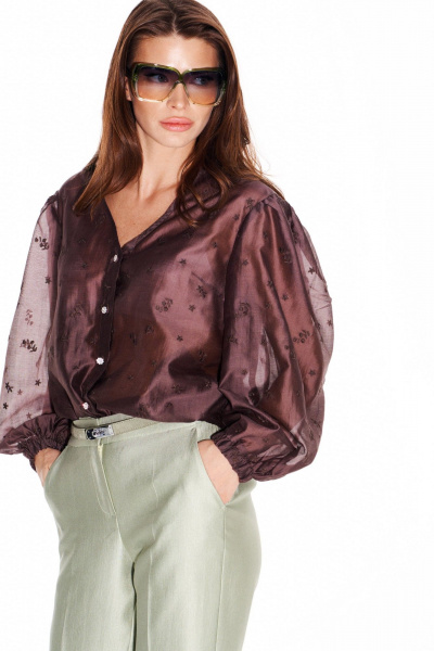 Блуза ELLETTO 3993 коричневый - фото 4