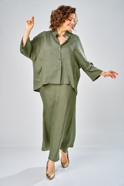 Рубашка, юбка Диомант 2152 олива - фото 8