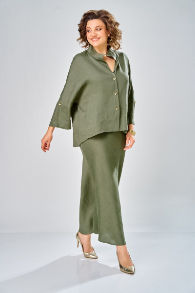Рубашка, юбка Диомант 2152 олива - фото 7