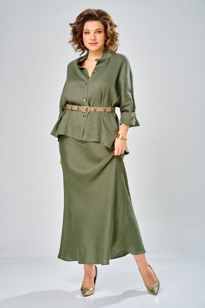 Рубашка, юбка Диомант 2152 олива - фото 2