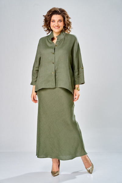 Рубашка, юбка Диомант 2152 олива - фото 1