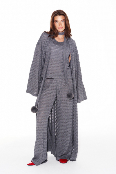 Брюки, кардиган, топ ELLETTO 5339 серый - фото 1