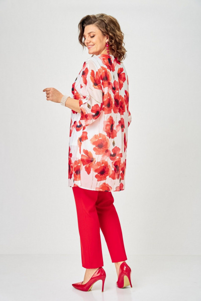 Брюки, кардиган, топ Svetlana-Style 2320 красный_цветы - фото 10