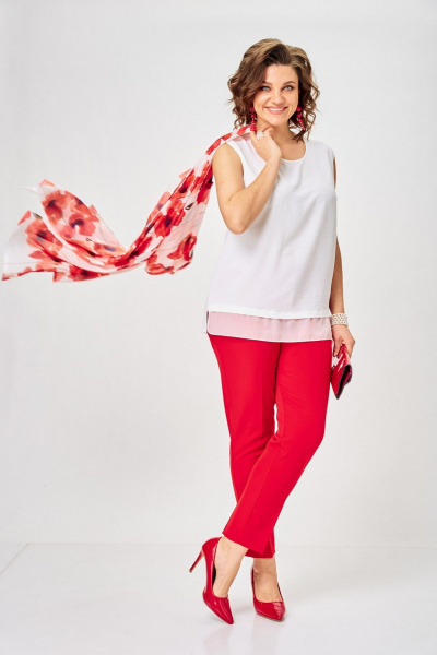 Брюки, кардиган, топ Svetlana-Style 2320 красный_цветы - фото 3