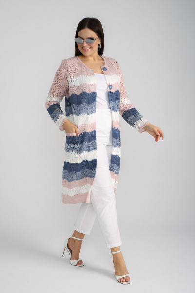 Кардиган BONADI 1285 пудра-джинс - фото 6