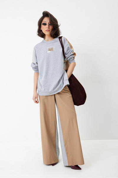 Брюки, свитшот ElPaiz 1328 св.коричневый+серый - фото 1