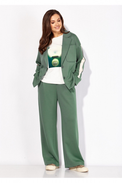 Брюки, жакет, топ TAiER 1420 оливка - фото 1