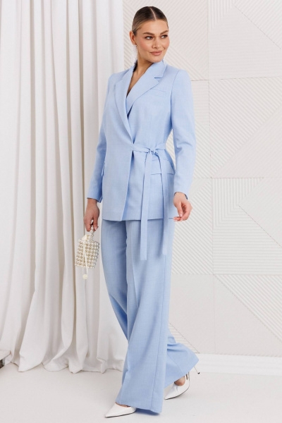 Брюки, жакет Мода Юрс 26-2669 голубой - фото 1