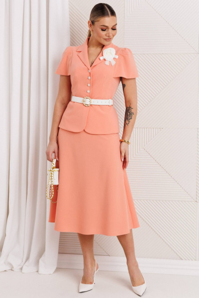 Жакет, юбка Мода Юрс 26-2892 персик - фото 2