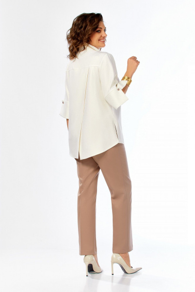 Блуза, брюки Ольга Стиль С-987 молочно-коричневый - фото 3