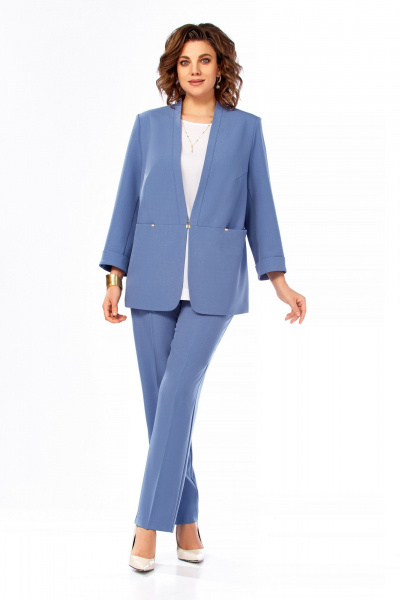 Блуза, брюки, жакет Ольга Стиль С-1000 синий - фото 7