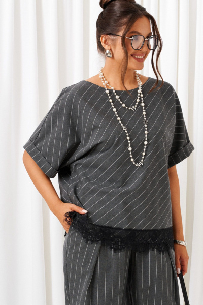 Блуза, брюки Beautiful&Free 6442 темно-серый - фото 4