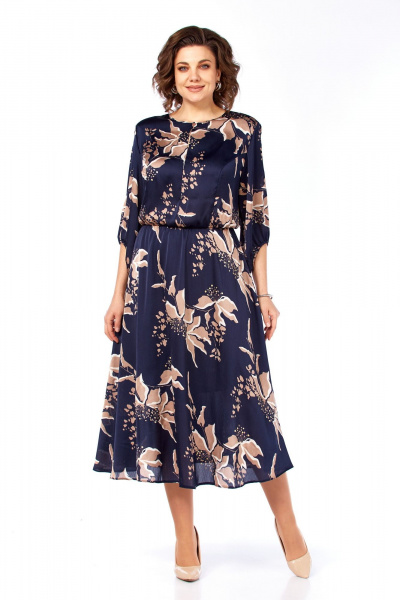 Платье Элль-стиль 2457 темно-синий_кофе_принт - фото 16