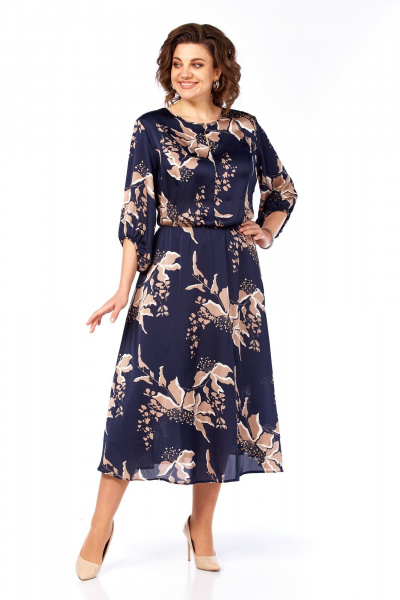Платье Элль-стиль 2457 темно-синий_кофе_принт - фото 13