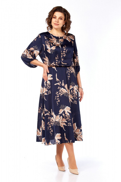 Платье Элль-стиль 2457 темно-синий_кофе_принт - фото 11