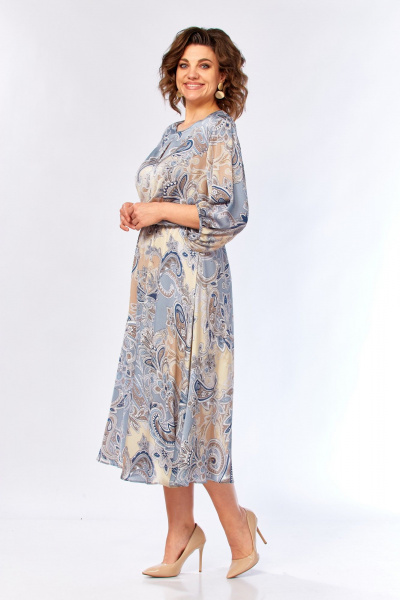 Платье Элль-стиль 2457/1 бежево-голубое - фото 9