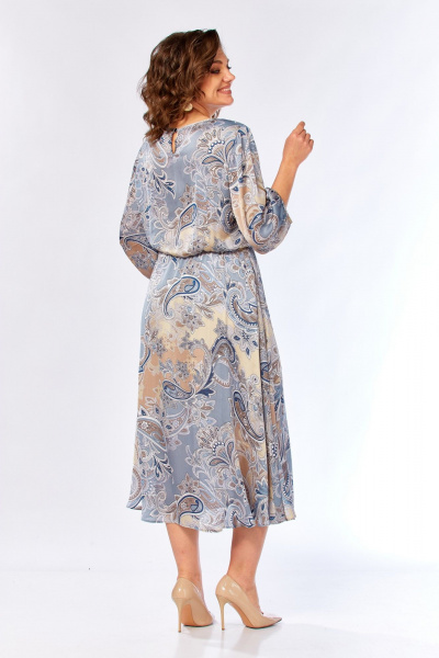 Платье Элль-стиль 2457/1 бежево-голубое - фото 8