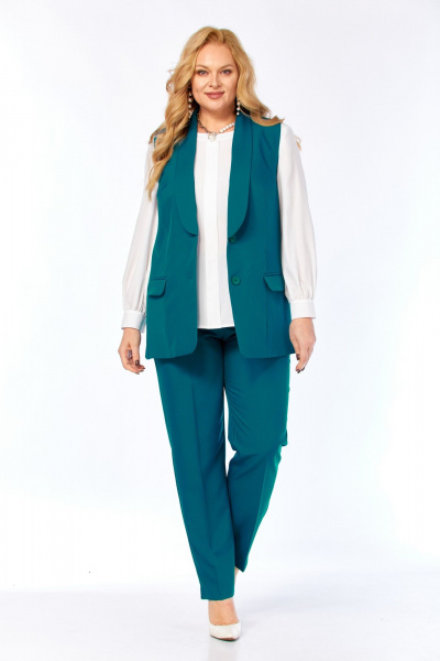 Блуза, брюки, жилет Элль-стиль 2132/8 морская_волна - фото 27