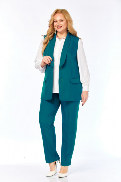 Блуза, брюки, жилет Элль-стиль 2132/8 морская_волна - фото 26