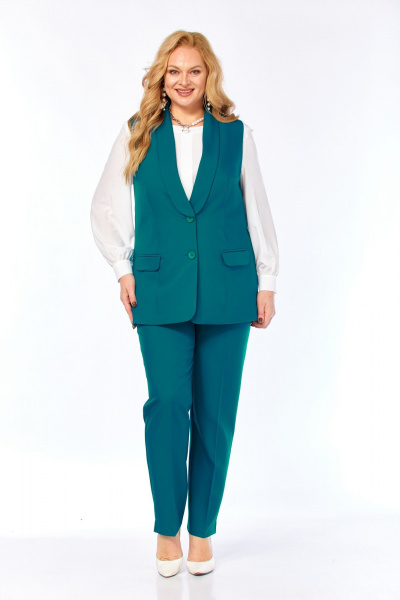 Блуза, брюки, жилет Элль-стиль 2132/8 морская_волна - фото 25
