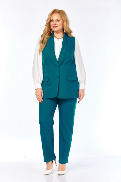 Блуза, брюки, жилет Элль-стиль 2132/8 морская_волна - фото 24