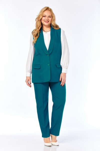 Блуза, брюки, жилет Элль-стиль 2132/8 морская_волна - фото 23