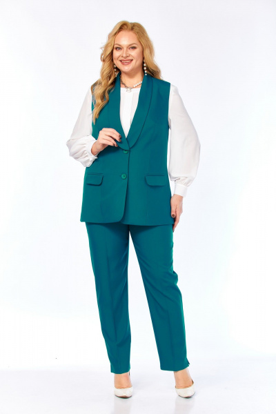 Блуза, брюки, жилет Элль-стиль 2132/8 морская_волна - фото 2