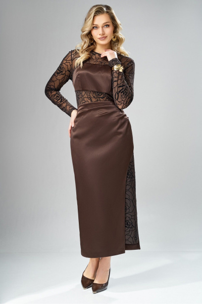 Платье Ольга Стиль С-1003 шоколадный - фото 1