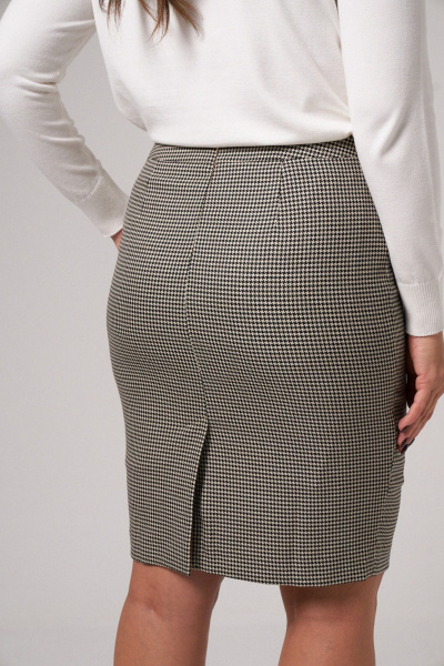 Юбка прилегающего силуэта до колена с поясом-обтачкой Панда 166750w бежево-черный - фото 3