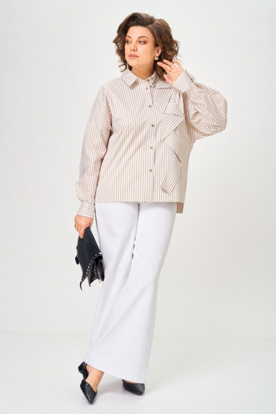 Блуза Michel chic 798 полоска_бежевая - фото 3