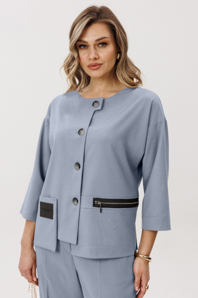 Брюки, жакет Verita 2440 серо-голубой - фото 2