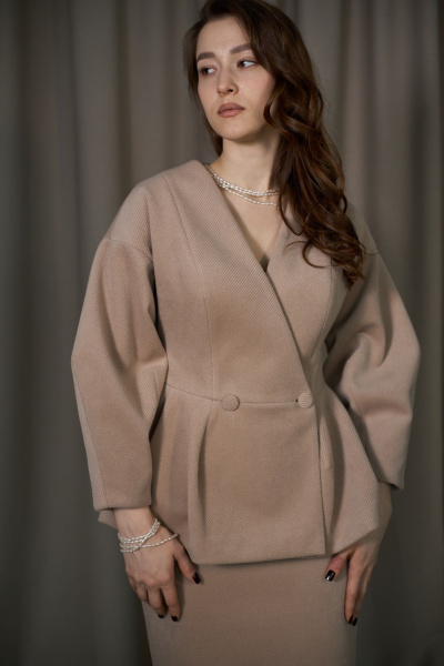 Жакет, юбка ALIN 6007 бежевый - фото 4