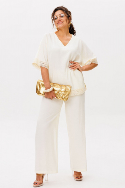 Блуза, брюки Anelli 1607 ванильный-пломбир - фото 6