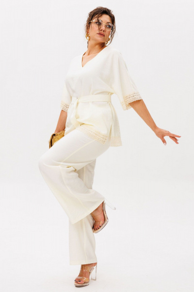 Блуза, брюки Anelli 1607 ванильный-пломбир - фото 2
