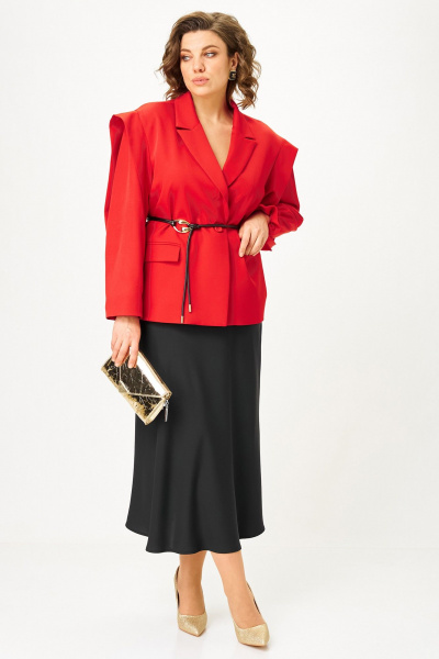 Жакет, юбка Alani Collection 2509 красный-черный - фото 6