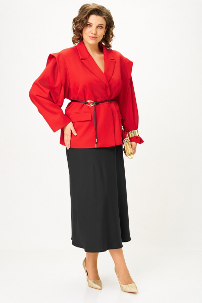 Жакет, юбка Alani Collection 2509 красный-черный - фото 3